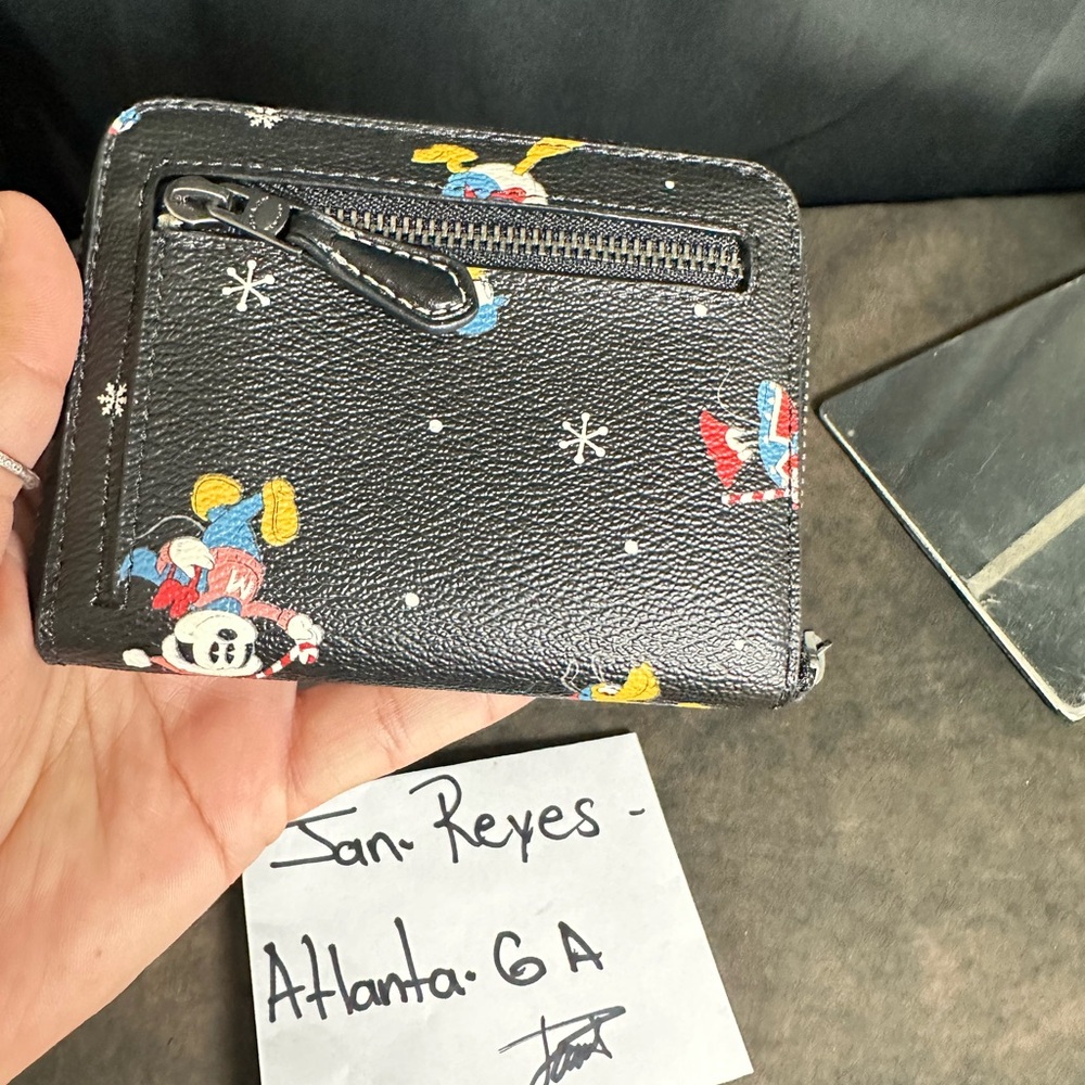 COACH Disney X Coach Rowan Satchel With Holiday Print Black and wallet 🥳 - Picture 10 of 15